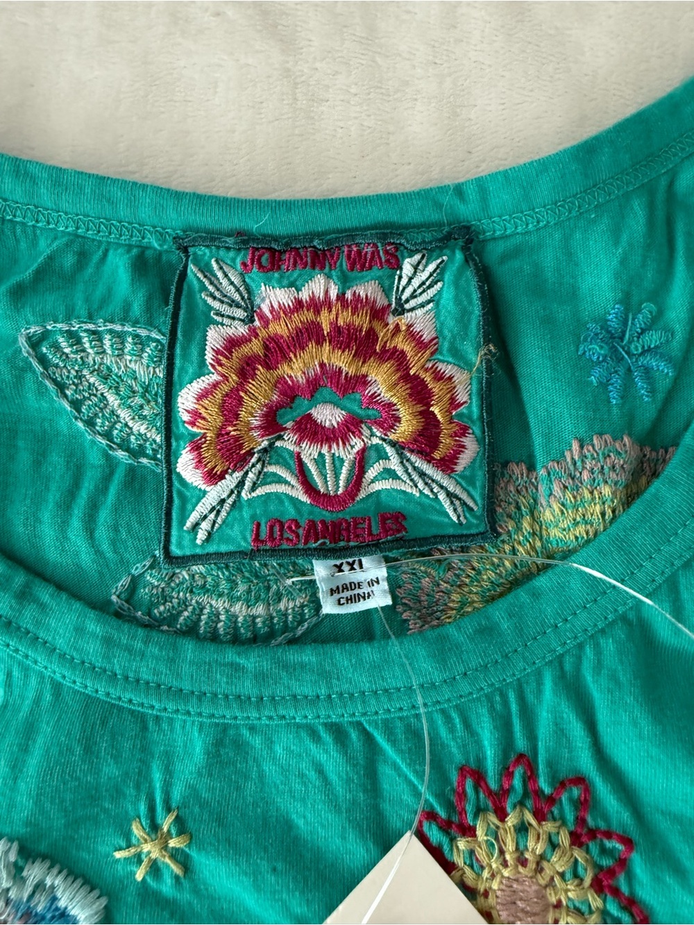 Johnny Was NEW Martine Embroidered Green Knit Tank Size XXL E07 Retail $118 - Picture 2 of 7